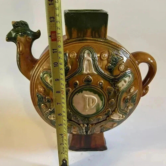 Antique Chinese Possible Tang Sancai Porcelain Pottery Phoenix Decorative Jar - Picture 14 of 16